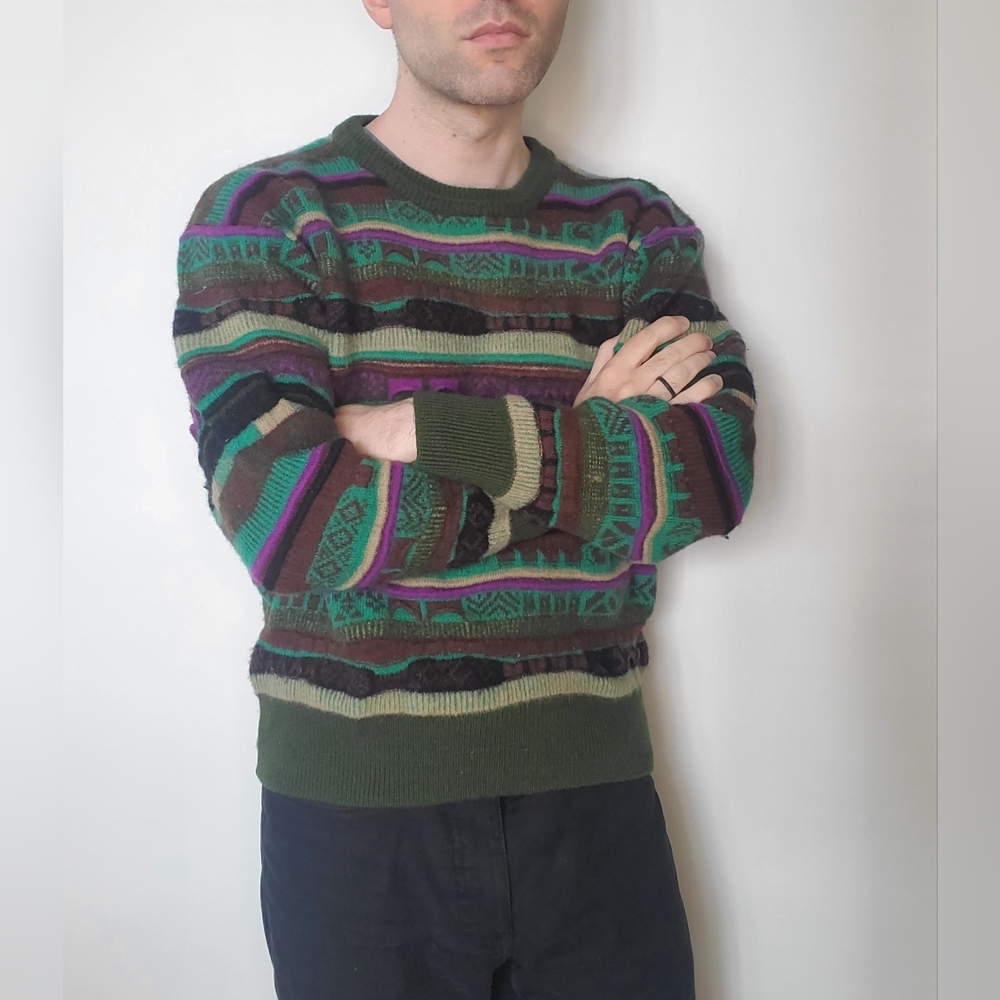 Multicolor Striped Unisex Knit Sweater